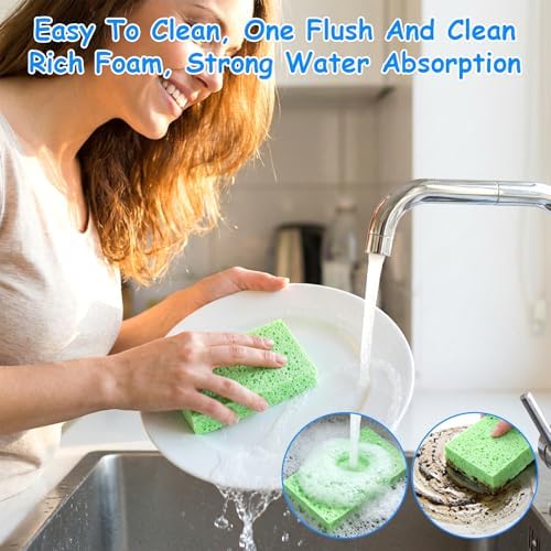 10 Pcs Cellulose Kitchen Sponges, Natural Compressed Sponges Reusable Non - Image 4