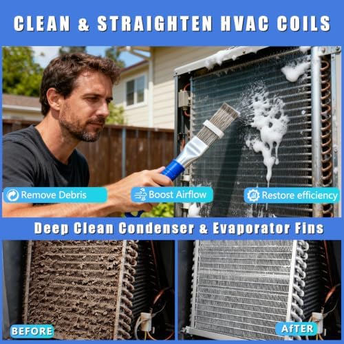 2 Pcs AC Fin Comb Straightener & Coil Cleaner Brush Kit - Image 2