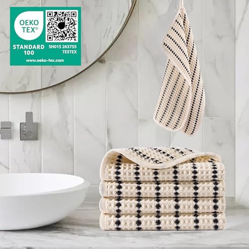 POLYTE 430 GSM Poly Blend Microfiber Waffle Wash Cloth Face Towel, 13x13 in - Image 2