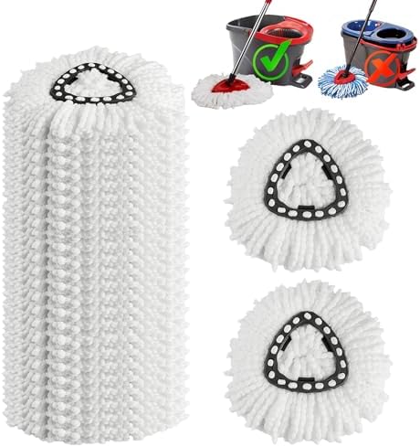 10 Pack Spin Mop Replacement Heads, Mop Head by APOCHON