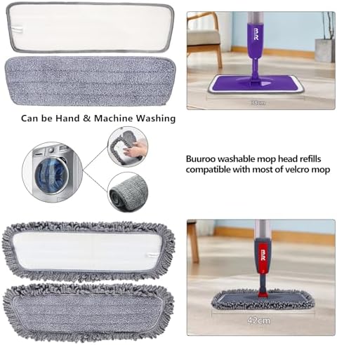 6pcs Microfiber Spray Mop Replacement Heads Flat Reusable Mop Pads - Image 5