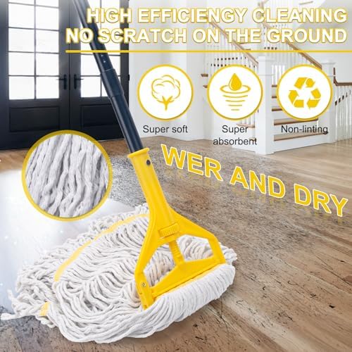 Commercial Mop with 2 Large Replacement Heads, Heavy Duty Industrial Mops - Image 4