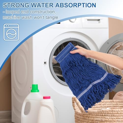 uxcell 6Pcs Commercial Mop Head Replacement, Cotton String Mop Head, Wet - Image 5