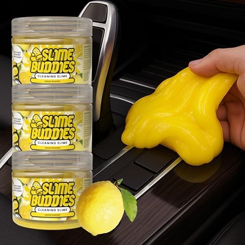 Slime Buddies Car Detailing Slime, Lemon 3 Pack, Reusable Dust Remover by SlimeBuddies