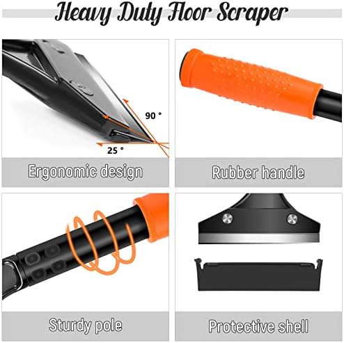 DIYSELF 11-Piece Razor Blade Scraper, Long Handle Floor Scraper, 10 Blades - Image 2