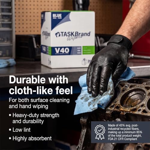 TaskBrand N-V040CGB Blue V40 Value Series Center Pull Wiper Sheets, All-Purpose - Image 4