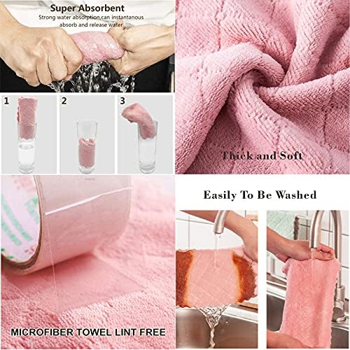 10 Pack Kitchen Cloth, Microfiber Dish Towels Washcloths, Super Absorbent Coral - Image 3