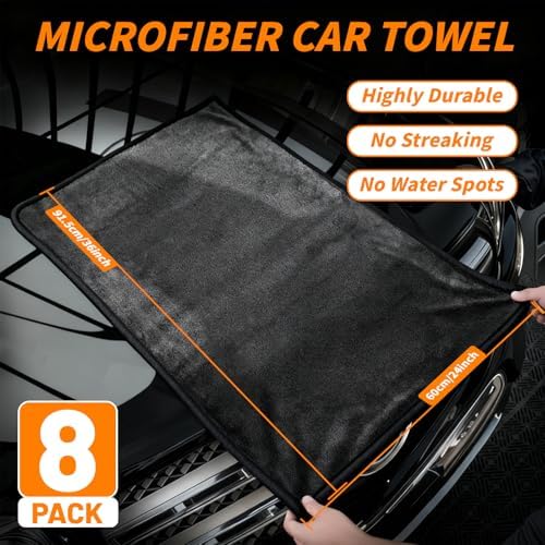 8 Pack Microfiber Car Towels, 600 GSM - Image 3