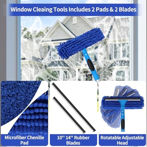 109" Window Cleaning Squeegee Kit, Professional 2 in 1 Squeegee Window Cleaner - Image 3