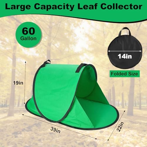 2026 New 60 Gallon Pop-Up Foldable Leaf Collector, Portable LeafBag, 600D - Image 2