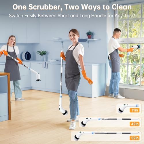 PUFTEM Electric Spin Scrubber, Cordless Shower Scrubber, Adjustable Handle - Image 5