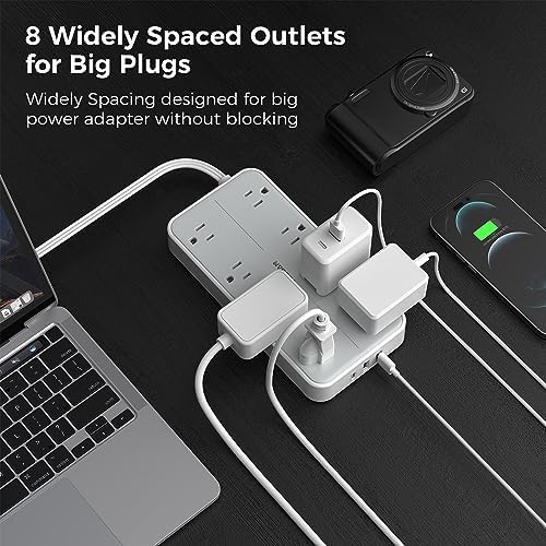 TESSAN Power Strip Surge Protector, 15FT Flat Plug Extension Cord - Image 3