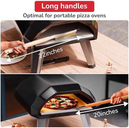 Senwosa Pizza Oven Brush with Scraper, Pizza Turner Fork Set - Image 3