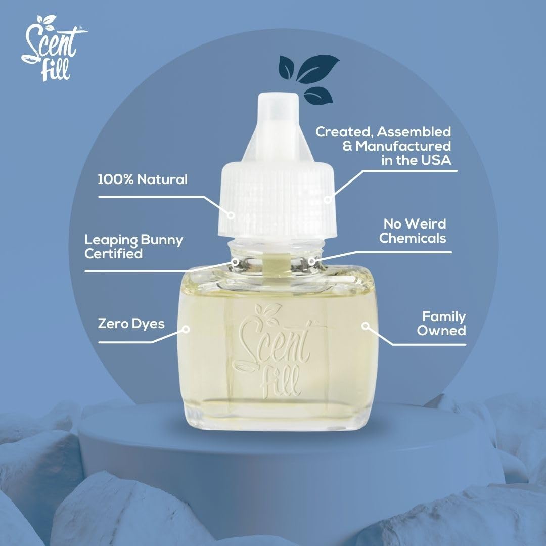 Scent Fill 100% Natural Patchouli Spa Plug in Air Freshener, Scented Oil Refills, 3 Refills