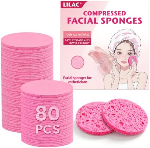 80 Count Compressed Facial Sponges 100% Natural Cellulose Eco-Friendly Makeup by LILAC