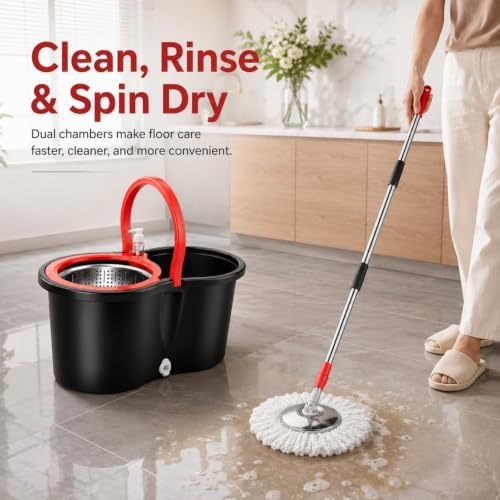 Spin Mop and Bucket Set with 3 Microfiber Refills - Image 7