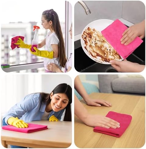 6 Pcs Multicolor Extra Large Microfiber Cleaning Cloth 30 x 20 Inch Reusable - Image 7