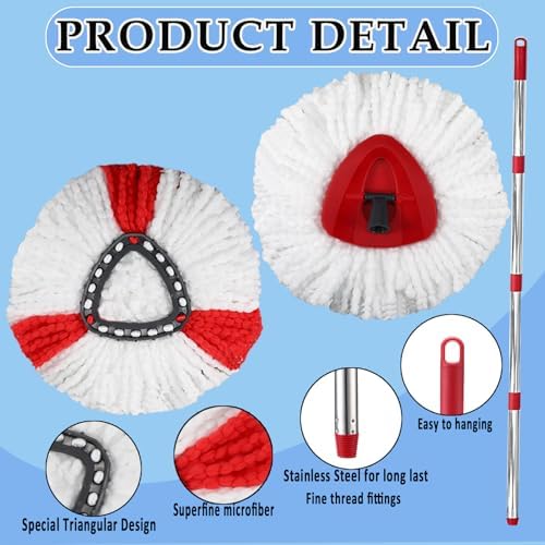 Spin Mop Head Replacement for Ocedar, 3 Microfiber Mop Head, 1 Base, 1 Mop - Image 5