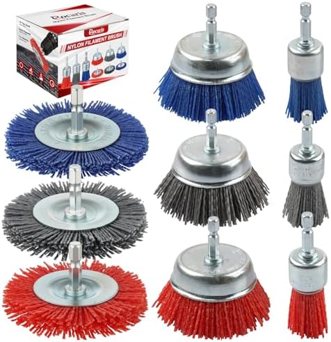 Rocaris 9 Pack Nylon Filament Abrasive Wire Brush Wheel & Cup Brush Set by Rocaris