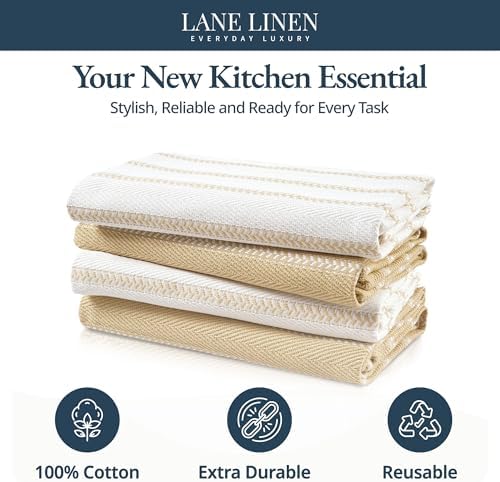 LANE LINEN Hand Towels for Kitchen 100% Cotton Absorbent 4 Pack - Image 3