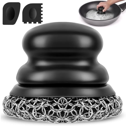 Cast Iron Scrubber and Scraper, Chain Mail Scrubber Cast Iron by Onewly