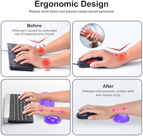 MOKURU Gel Keyboard and Mouse Wrist Rest Set, Comfort Ergonomic Wrist Support - Image 3