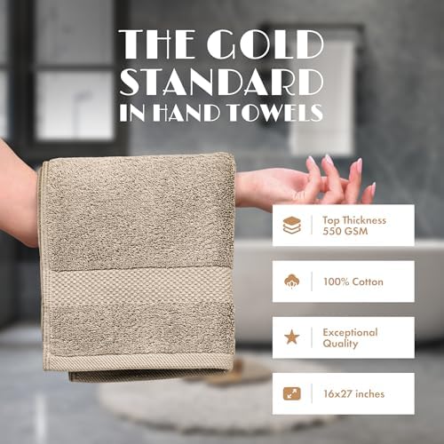 White Classic Taupe Hand Towels - Image 2