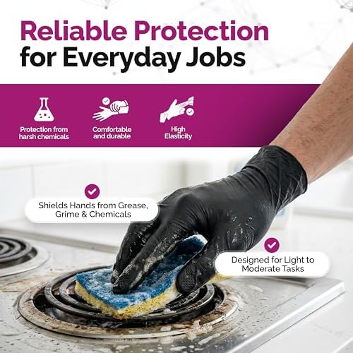 GripProtect Precise Black Nitrile Gloves 4 Mil, Chemical Resistant Gloves - Image 6