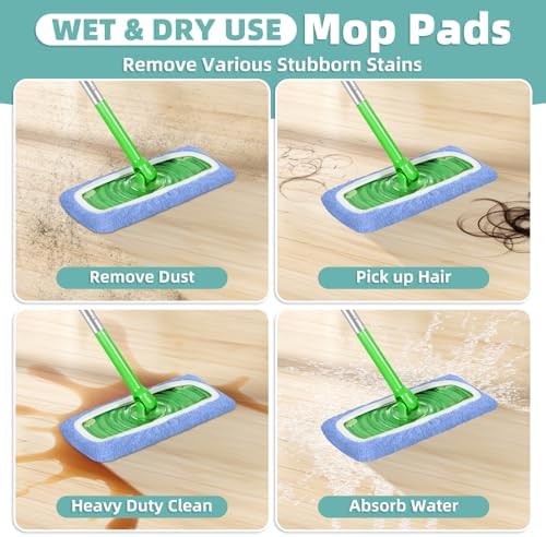 Reusable Mop Pads Fit Swiffer Sweeper Mop, Microfiber Dry Sweeping Cloths - Image 4