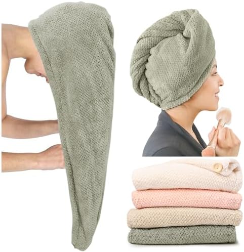 ROLSHOL 4 Pack Extra Large Microfiber Hair Towel Wraps by ROLSHOL