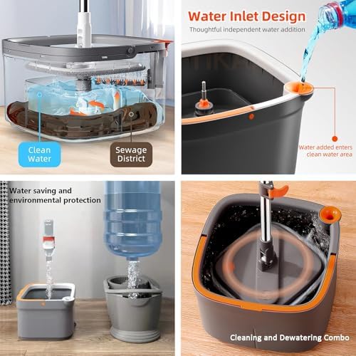 Spin Mop and Bucket Set with Self Separation Dirty and Clean Water System - Image 5