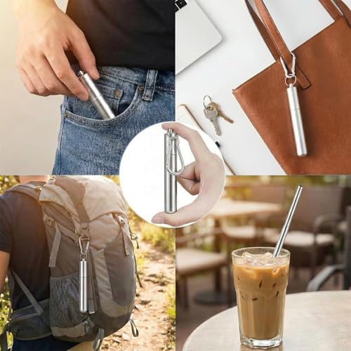 Collapsible Metal Straws, Travel Drinking Straws - Image 4