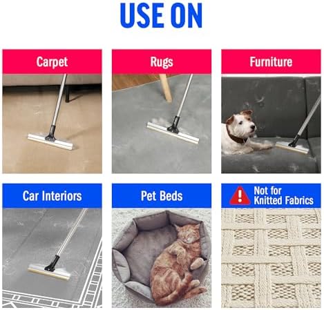ChomChom Carpet Rake – Adjustable Pet Hair Remover Tool Up to 64 in Long – Deep - Image 6