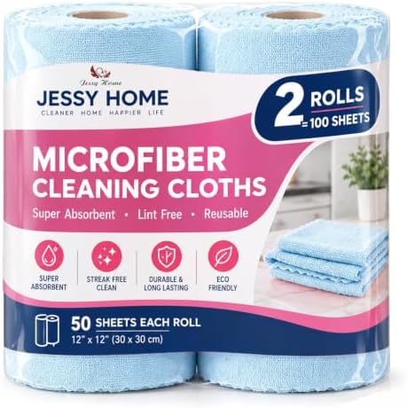 Jessy Home 2 Roll Reusable Paper Towels, 100 Sheets Tear Away Microfiber by JessyHome