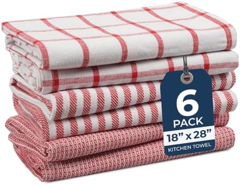LANE LINEN Kitchen Dish Towels 100% Cotton Soft & Absorbent 6 Pack by LaneLinen
