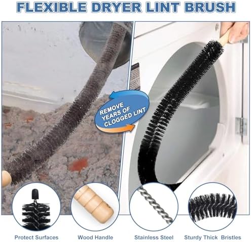 PetOde 2Pcs Dryer Vent Cleaner Kit Universal Vacuum Hose Attachment & Brush - Image 5