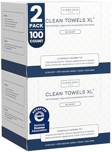 Clean Skin Club Clean Towels XL®, 100% USDA Biobased Face Towel, Disposable by CLEANSKINCLUB
