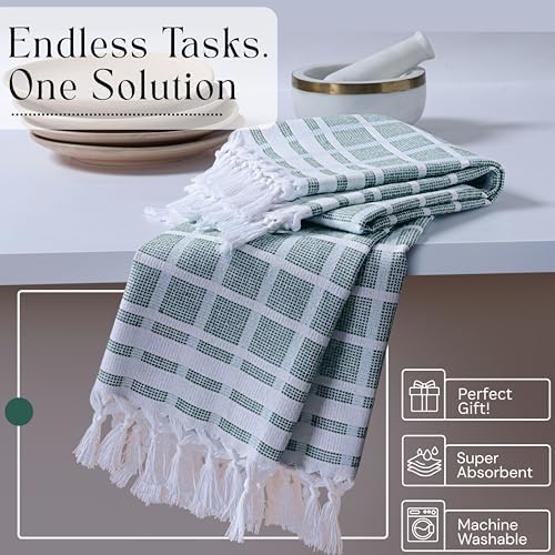 Matrix Dobby Kitchen Towels 12 Pack, 100% Cotton, 16x26 Inches, Reusable Dish - Image 4