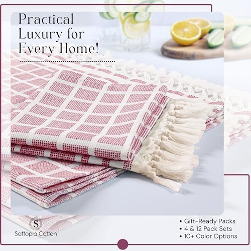 Matrix Dobby Kitchen Towels 4 Pack 100% Cotton, 16x26 Inches, Decorative Tea - Image 4
