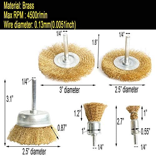FPPO 5pcs Brass Wire Wheel Brush Kit - Image 5