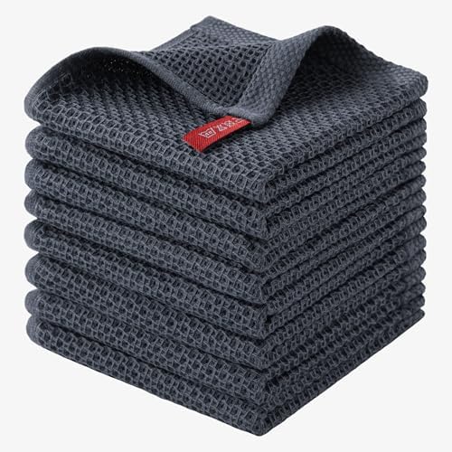 joybest Cotton Kitchen Dish Cloths, 12x12 Inches, Dark Grey by joybest