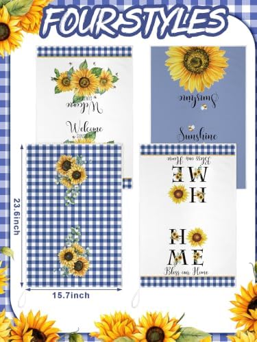 Bencailor 4 Pcs Sunflower Kitchen Towels Summer Housewarming Gift - Image 3