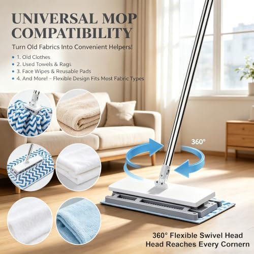 Hands Free Flat Mop, 360° Rotating Clamp Mop - Image 3
