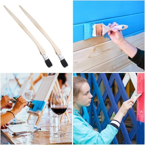 uxcell 3pcs Bent Radiator Paint Brush 1" Width Curved Wall Paint Soft Bristle - Image 6