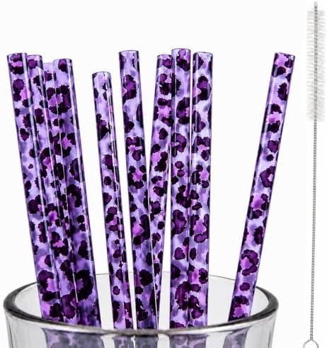 10 Pcs Reusable Leopard Straws Drinking Straw by iamrzye