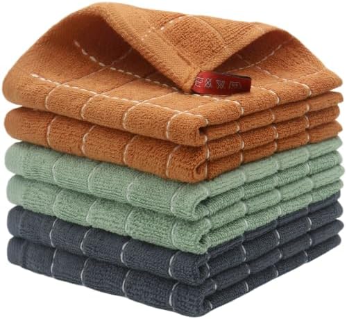 Cotton Dish Cloths, Dish Rags for Washing Dishes, 6 Pack by GQZLUCK