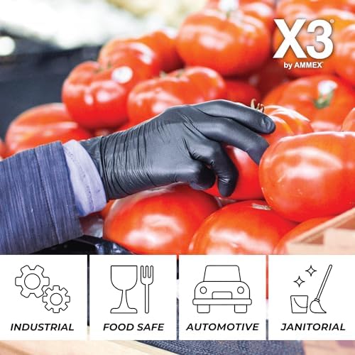 X3 Nitrile Disposable Gloves Latex Free 3 mil Black - Image 5