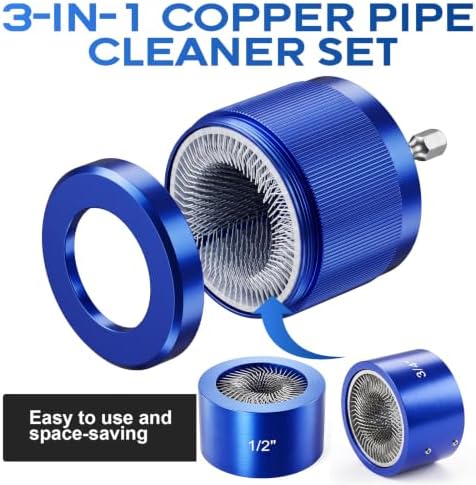 Copper Pipe Drill Cleaner Set 1/2" 3/4" 1"Inner Outer Plumbing Tube Brushes - Image 2