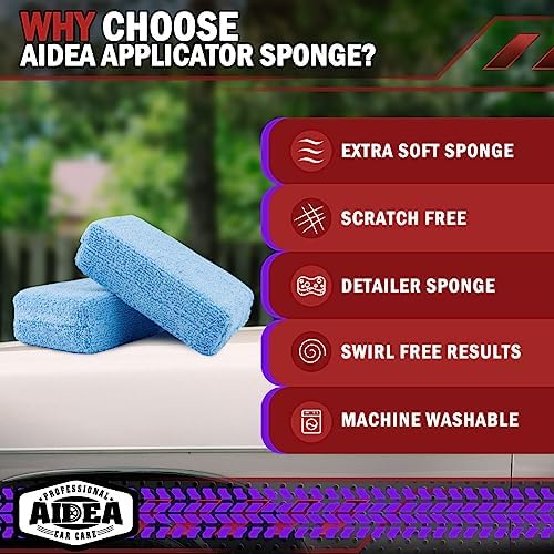 AIDEA Microfiber Applicator Pad-8 Pack, Car Wash Sponge - Image 3