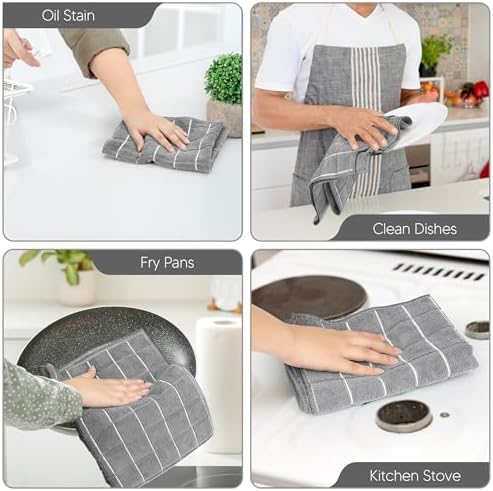 Utopia Towels Microfiber Kitchen Towels 8 Pack 18x26 Inch Grey - Image 4